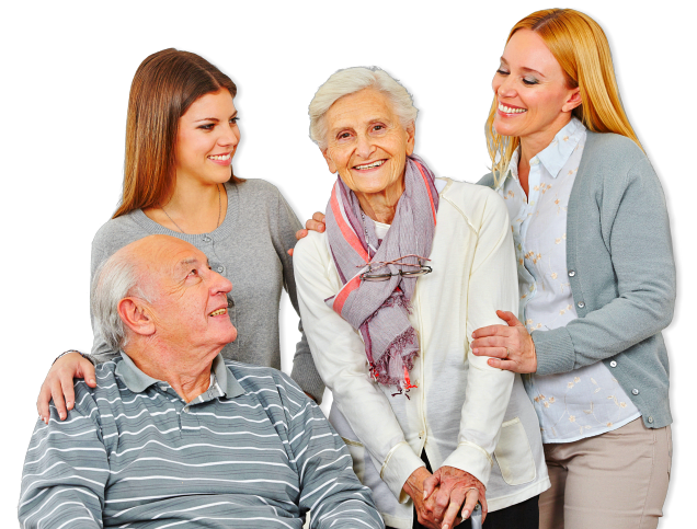 two caregiver and elderly patients